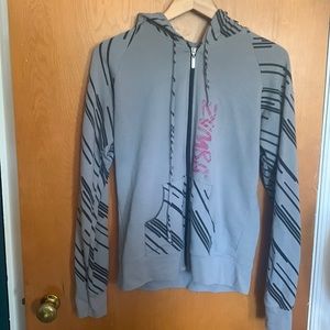 Zumba Feel the Music Pink and Gray Zip up Hoodie Jacket Size: Large